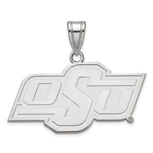 10k White Gold Oklahoma State Medium Pendant